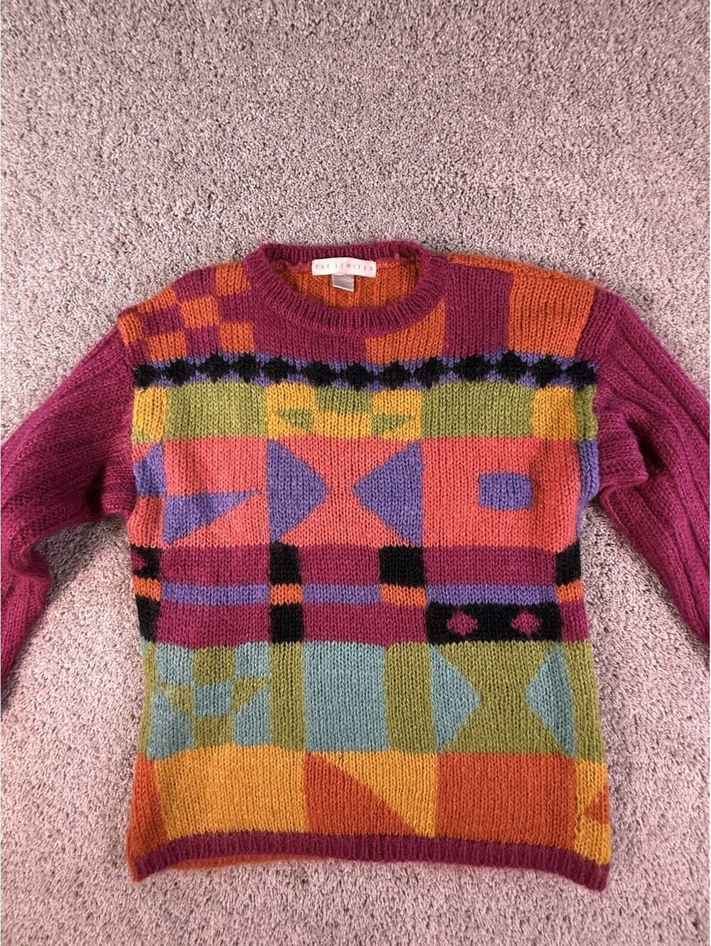 The Limited Mohair Sweater Size Petite Small Colorblock Heavy Weight